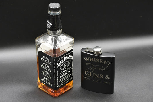 Whiskey, Steak, Guns and Freedom Flask (B)